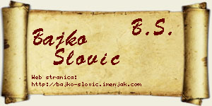 Bajko Slović vizit kartica